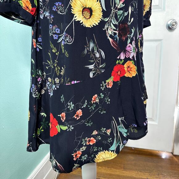 Amour Vert Elma Silk Wrap Dress Provence Floral Navy Small NWT Made in USA - Picture 6 of 8